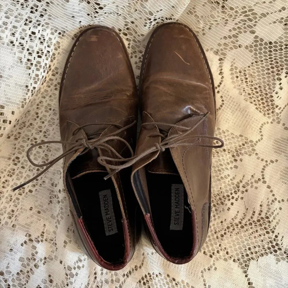Steve Madden Hestonn Men's US 11 Brown Leather Chukka Boots
